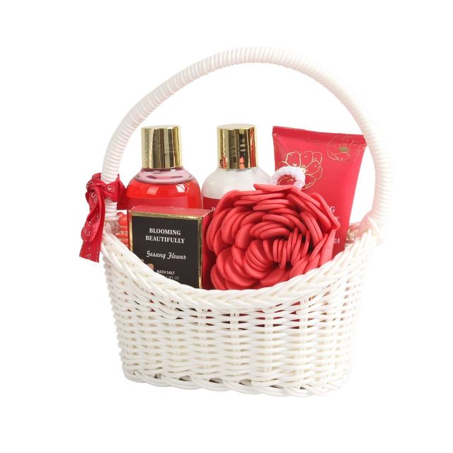 BLBF26013 Complete Spa Ritual Gift Basket - Shower Gel, Body Lotion, Body Scrub, Bath Salt & Flower Sponge