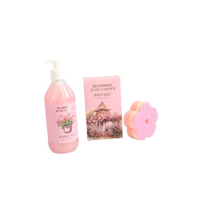 BLBG26005 Bubble Bath & Bath Salt Spa Set with Satin Eye Mask and Flower Sponge