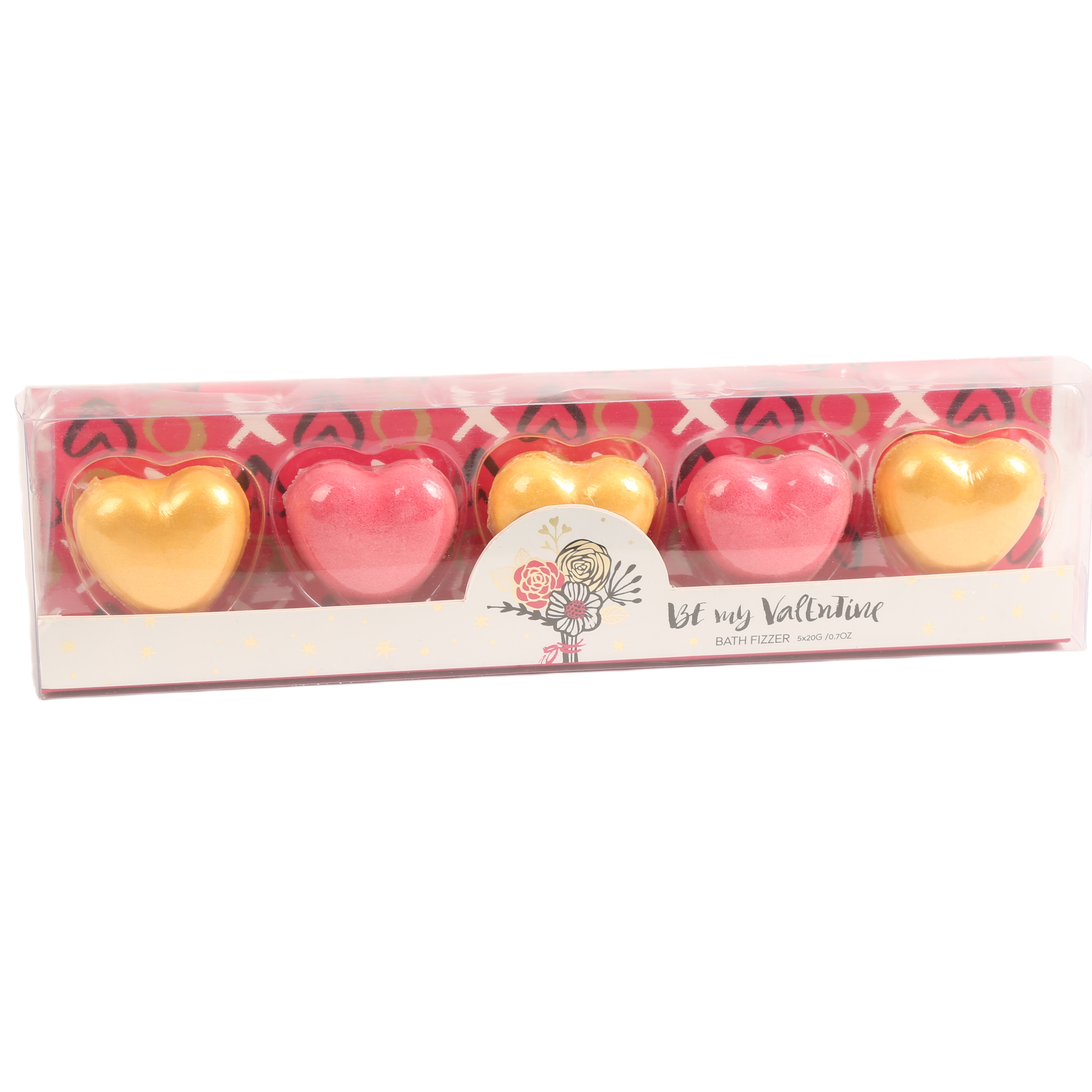 BLVT26002 Heart-Shaped Bath Fizzer Gift Set – 5 Pcs Effervescent Bath Bombs