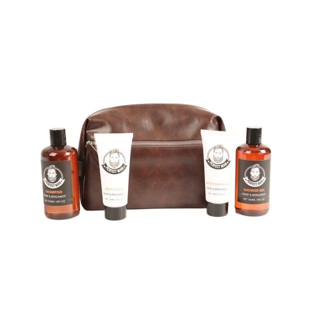 BLMS24013 Shower Gel Shampoo Body Lotion and After Shave Balm 4-Piece Men‘s Grooming Set