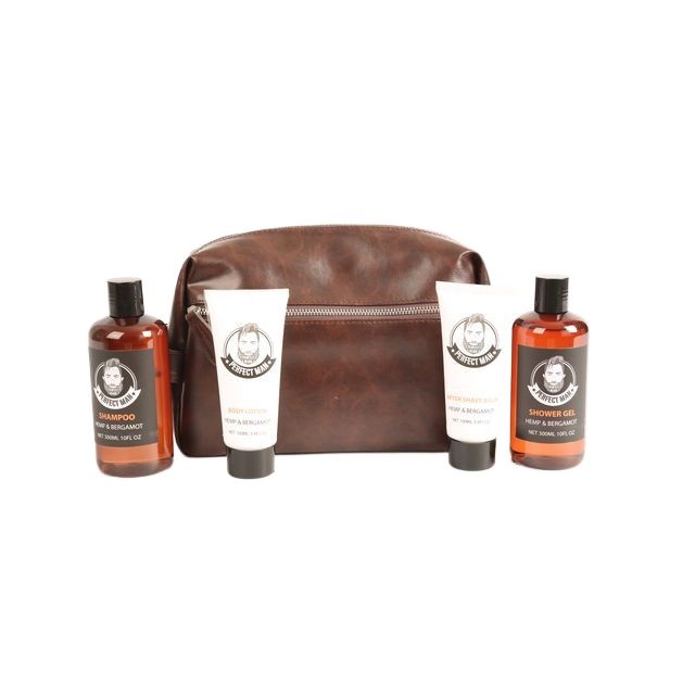 BLMS24013 Shower Gel Shampoo Body Lotion and After Shave Balm 4-Piece Men‘s Grooming Set