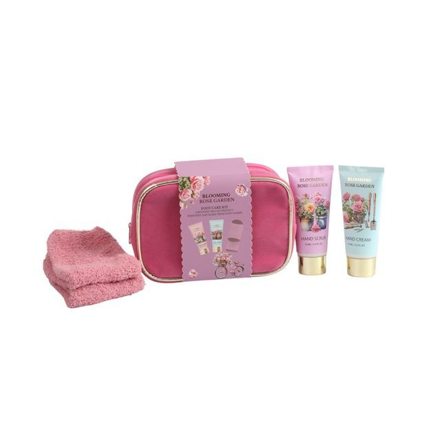 BLBG26016 Foot Cream and Foot Scrub Exfoliating Duo with Socks and Cosmetic Travel Pouch