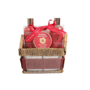 BLBF26016 Relaxing Bath Gift Set - Shower Gel, Bubble Bath, Body Lotion & Sponge in Woven Basket