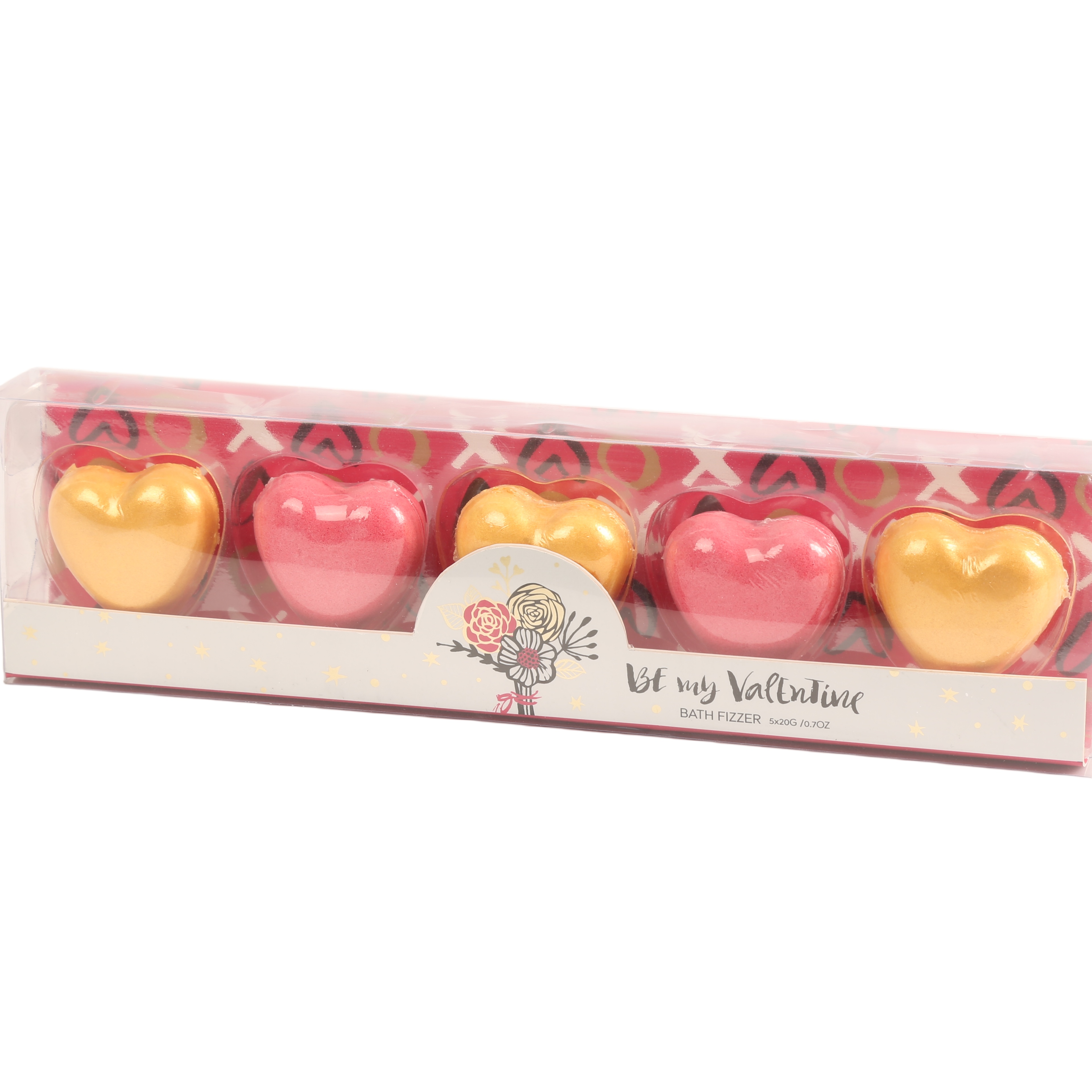 BLVT26002 Heart-Shaped Bath Fizzer Gift Set – 5 Pcs Effervescent Bath Bombs