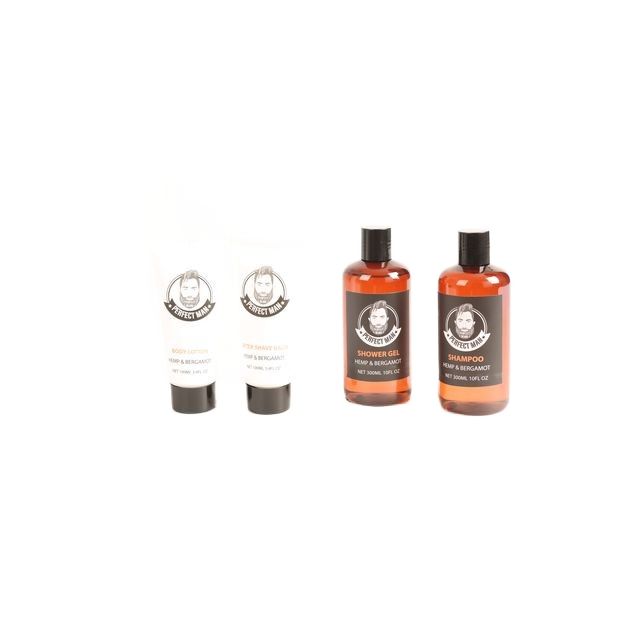 BLMS24013 Shower Gel Shampoo Body Lotion and After Shave Balm 4-Piece Men‘s Grooming Set