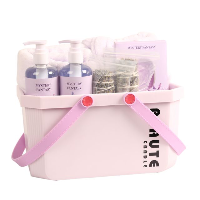 BLMF26014 Complete Home Spa Gift Set – Body Wash, Shampoo, Plush Bathrobe & Storage Basket