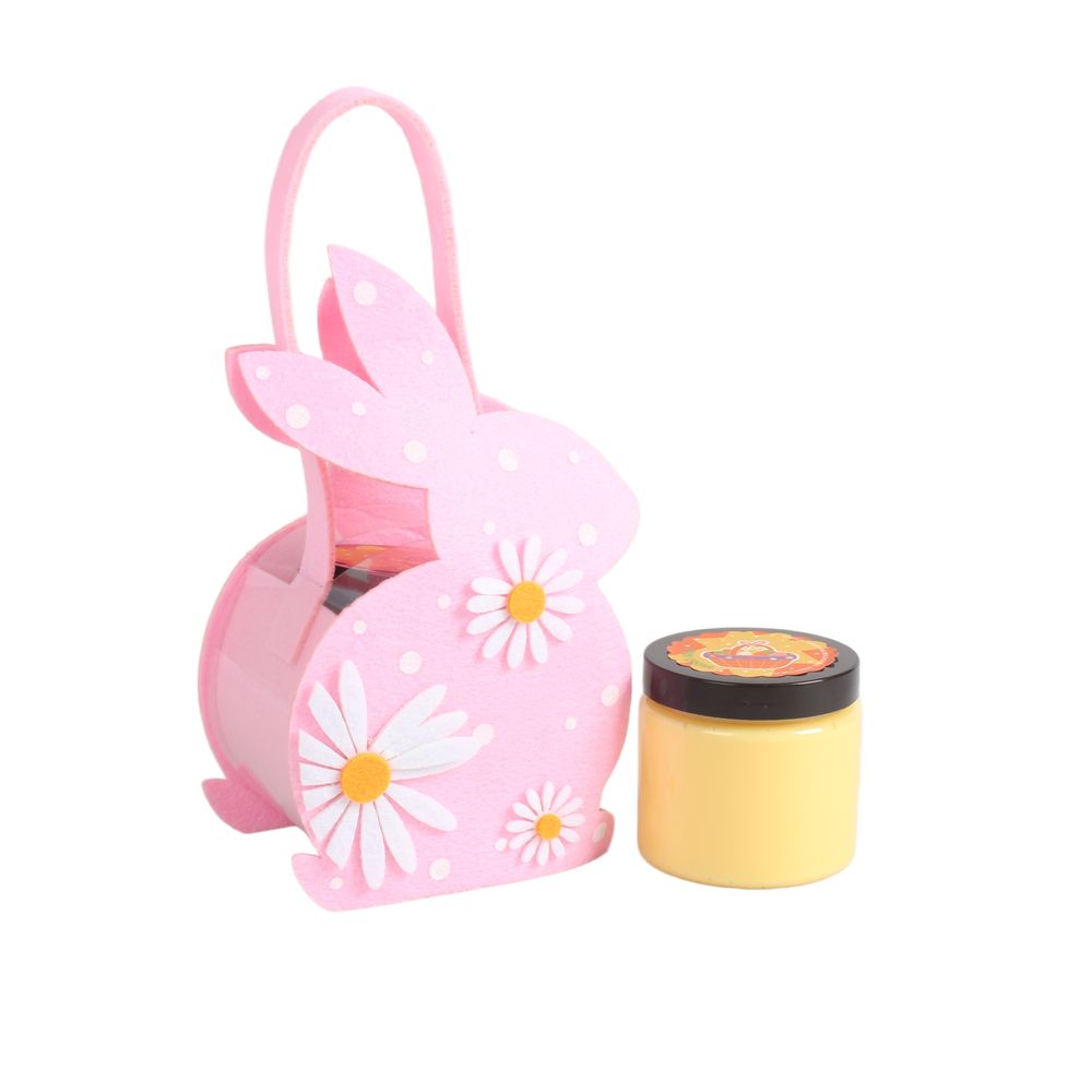 BLEA26008 Sugar Body Scrub & Rabbit Bath Fizzer Gift Set with Felt Storage Bag