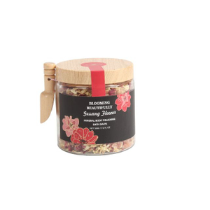 BLBF26020 Rose Infused Mineral Bath Salt – 500g Glass Jar with Wooden Scoop