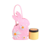 BLEA26008 Sugar Body Scrub & Rabbit Bath Fizzer Gift Set with Felt Storage Bag