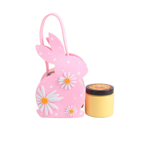 BLEA26008 Sugar Body Scrub & Rabbit Bath Fizzer Gift Set with Felt Storage Bag