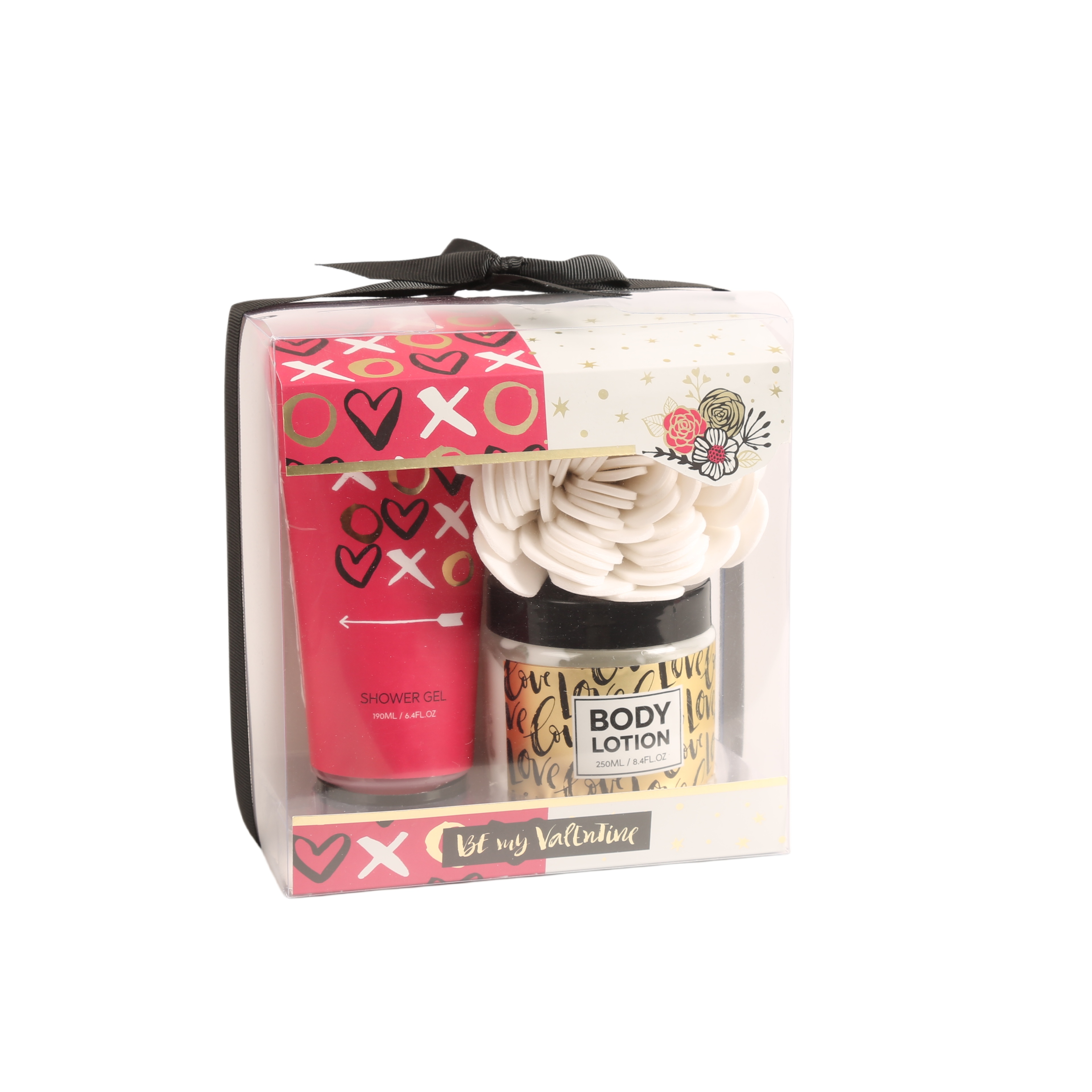 BLVT26013 Foaming Shower Gel & Body Lotion Set with EVA Flower Sponge