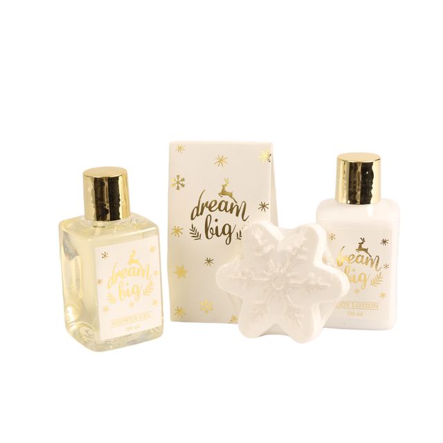 BLDB26006 Winter Bath Set - Moisturizing Shower Gel & Body Lotion with Snowflake Fizzer & Bath Salts