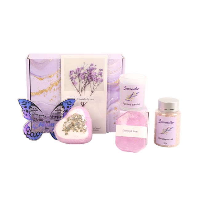 BLMF26002 Relaxation Gift Set – Soap, Heart Bath Bomb, Himalayan Bath Salt & Scented Candle