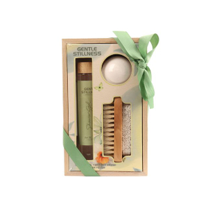 BLGS002 Wooden Spa Set - Purifying Shower Gel & Bath Fizzer with Pumice Brush